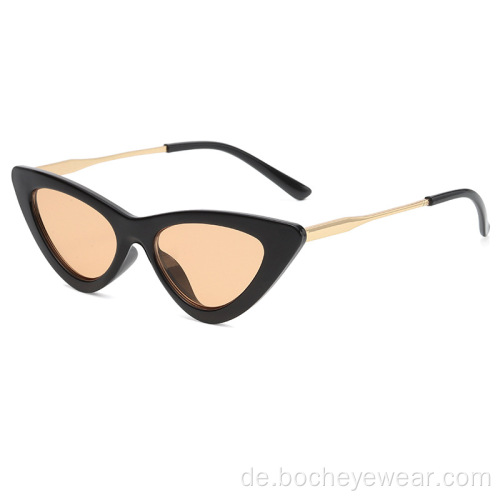 Neue europäische und amerikanische Retro-Metalldreieckige Katzenaugen-Sonnenbrille Damenmode-Straßen-Sonnenbrille kleines Gesicht Hip-Hop-Glas